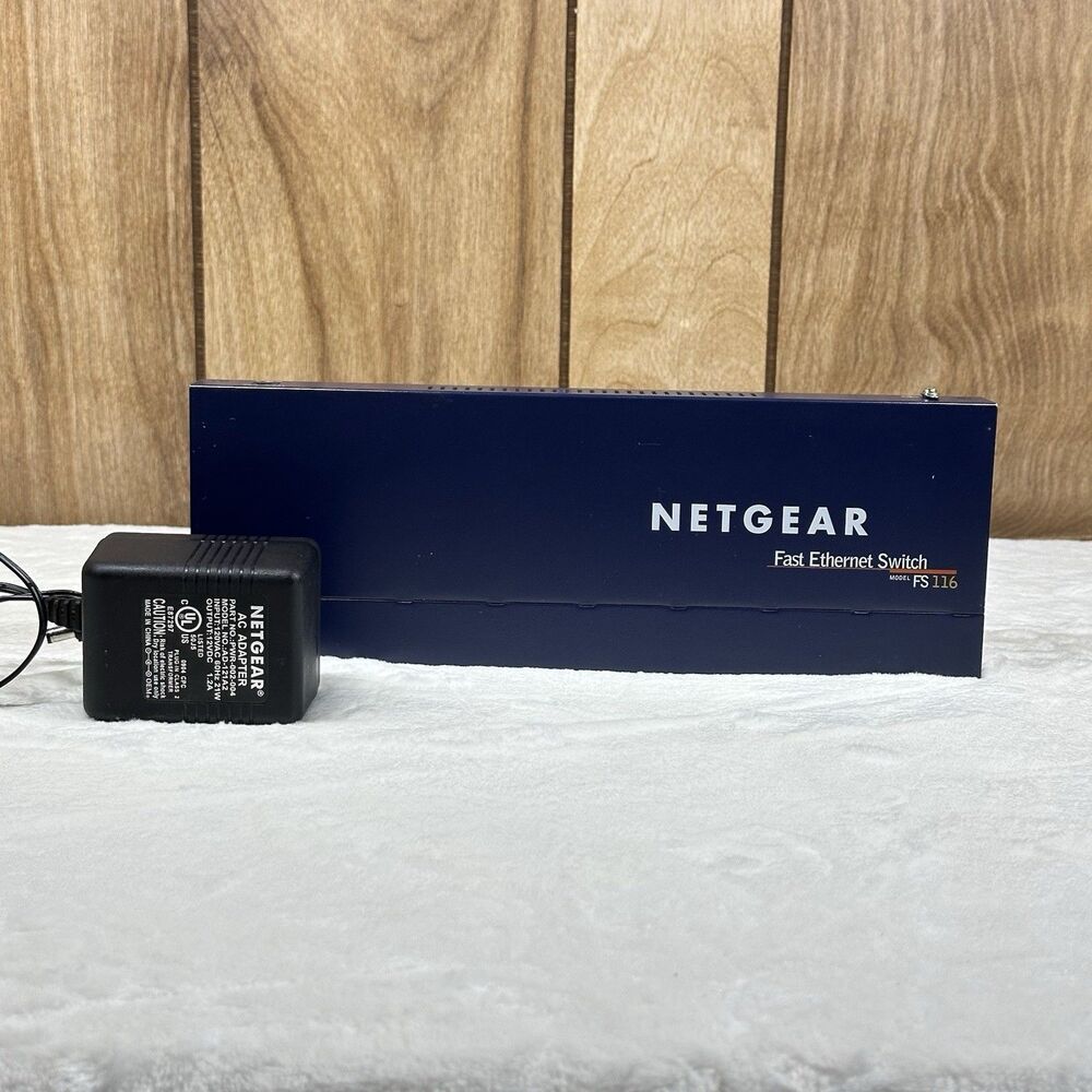 NETGEAR FS116 16-Port Fast Ethernet Switch 10/100 Mbps w/ Power Adapter Tested
